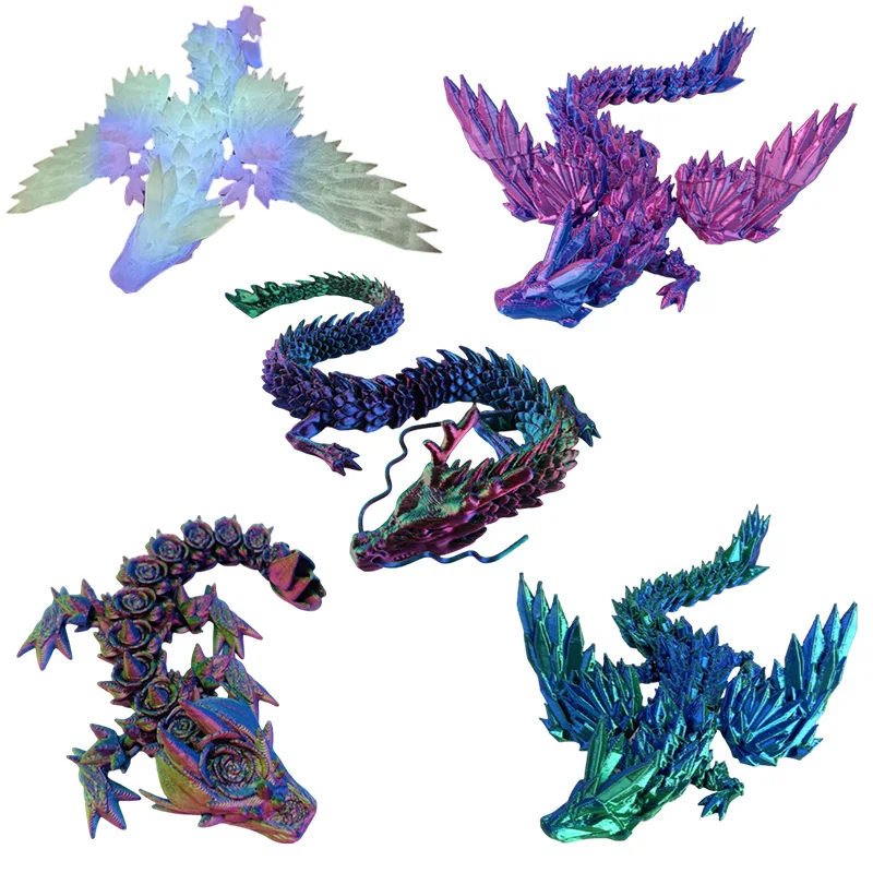 3D Printed Dragon 3D Dragon Figure Decoration Flexible Joint Dragon Ornament Desk Accessories Christmas Gift 3d Printed Toys