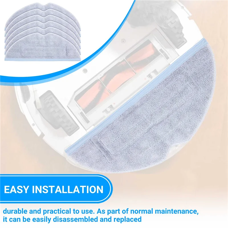 ABRG-Bantalan Pembersih Pakaian Pel Serat Mikro Pengganti untuk Roborock T7S T7S Plus S7 Aksesori Penyedot Debu 6 Buah