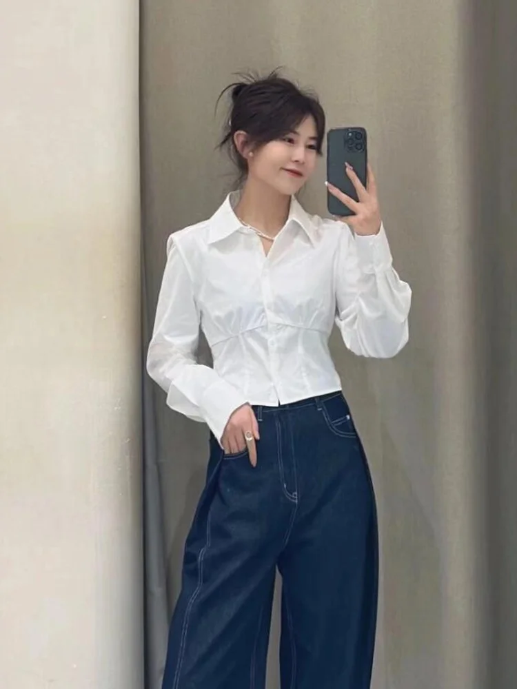 

Ele Simple Commute Sle ort irt Women's Top High Waist Cotton Blend Formal Wear Perfect for Early Spring