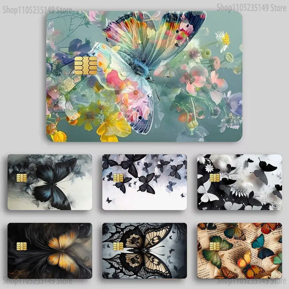 

Butterfly Beautif Credit Card Skin Stickers for Bank Card Bus Metro Card Sticker Waterproof Women Gift