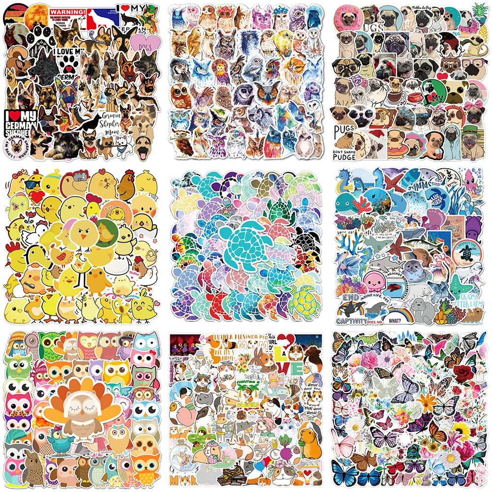 10/30/50PCS Cartoon Small Animals Stickers Series Creative Cute Pug Graffiti Notebook Helmet Phone Laptop Decoration Wholesale