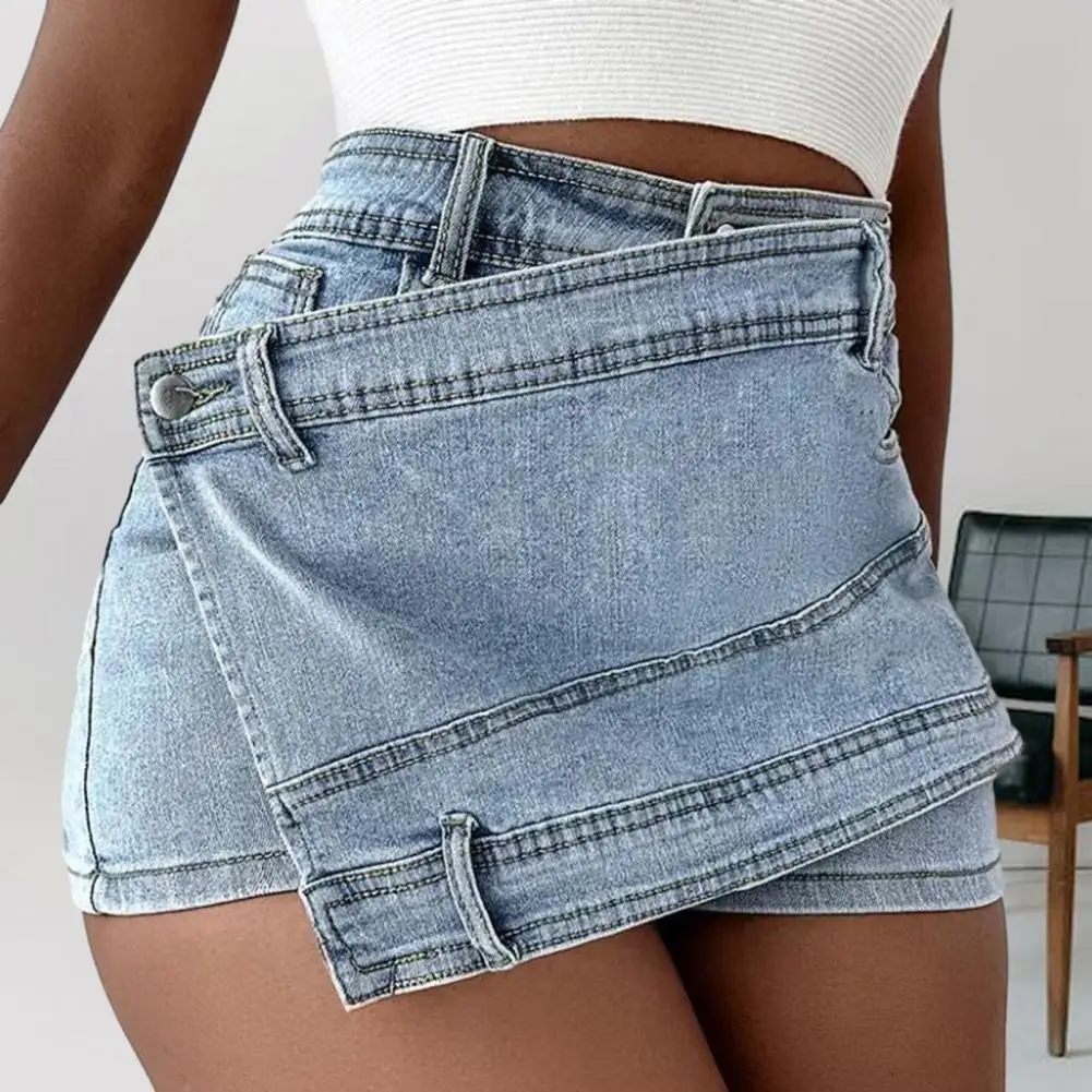 

Irregular Denim Shorts Skirt Women'S Mini Female Summer Ripped Light Wash Hip Distressed Women'S Summer Skirt