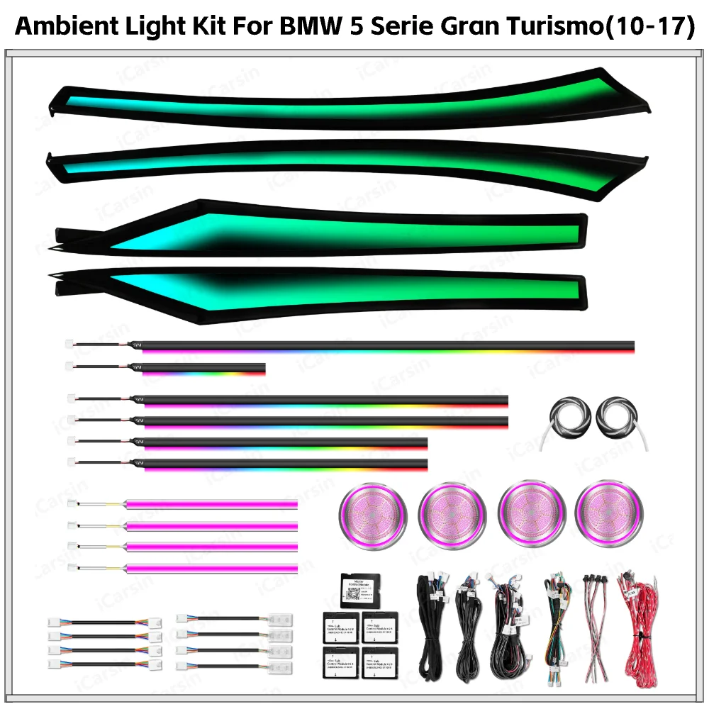 

APP Controlled 256 Color LED Ambient Light for BMW 5 Series GT F07 2009-2017 Interior Upgrade Kit