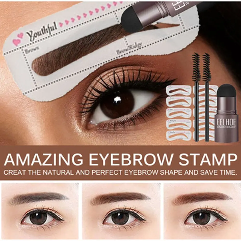 Makeup Tool Brow Shaping Kit Eyebrow Print Set Brow Stamp Eyebrow Template Eyebrow Powder One Step Brow Stamp Shaping Kit