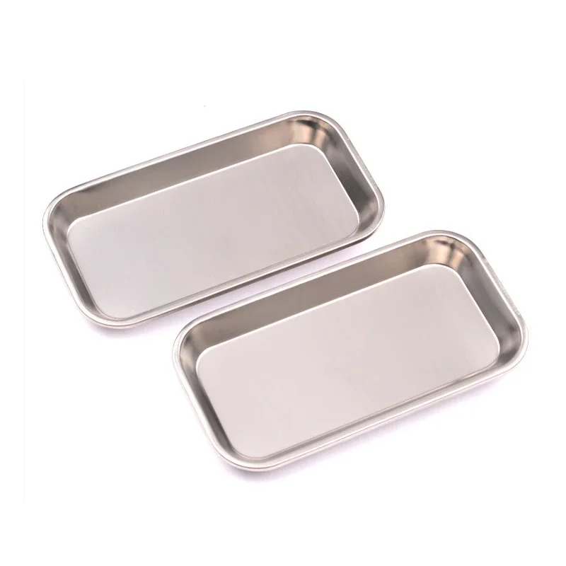 Stainless Steel Square Storage Tray Dental Medical Tools Kitchen  Nail Tattoo   Device Supplies  Dish