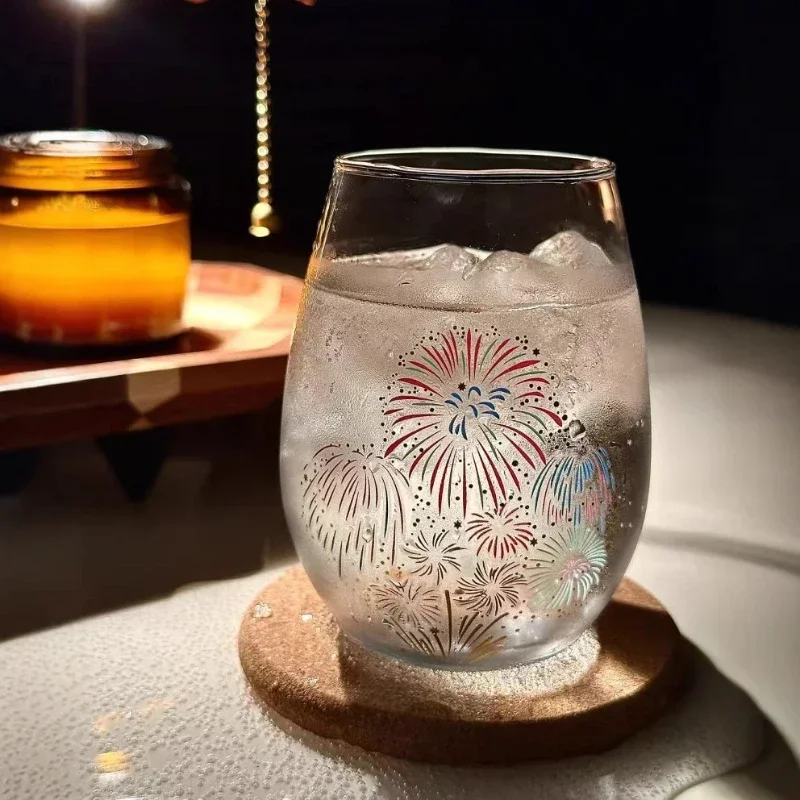 320ml Color Changing Glass Cup 2-Piece Set – Japanese Aesthetic Juice Cup Cold-Activated Bloom Pattern Water Cup Summer Gift