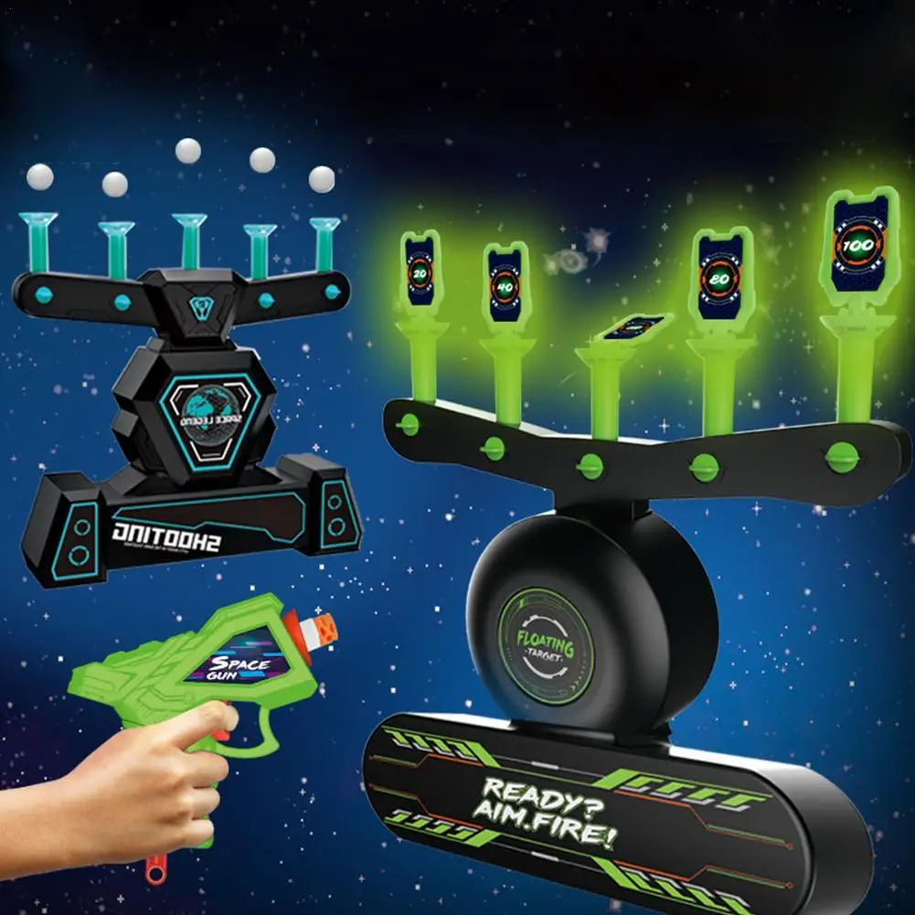 Newly Upgraded Luminous Electric Floating Target Children's Shooting Competition Soft Sponge Toy Gun Set Outdoor Sports Toy Gift