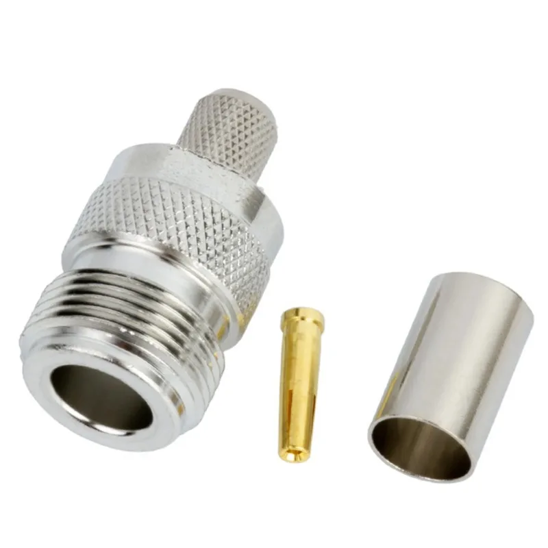N Female Crimp Connector N-Type RF Coaxial Jack for 5D-FD LMR300 Coax Cable 50 Ohm Nickel Plated