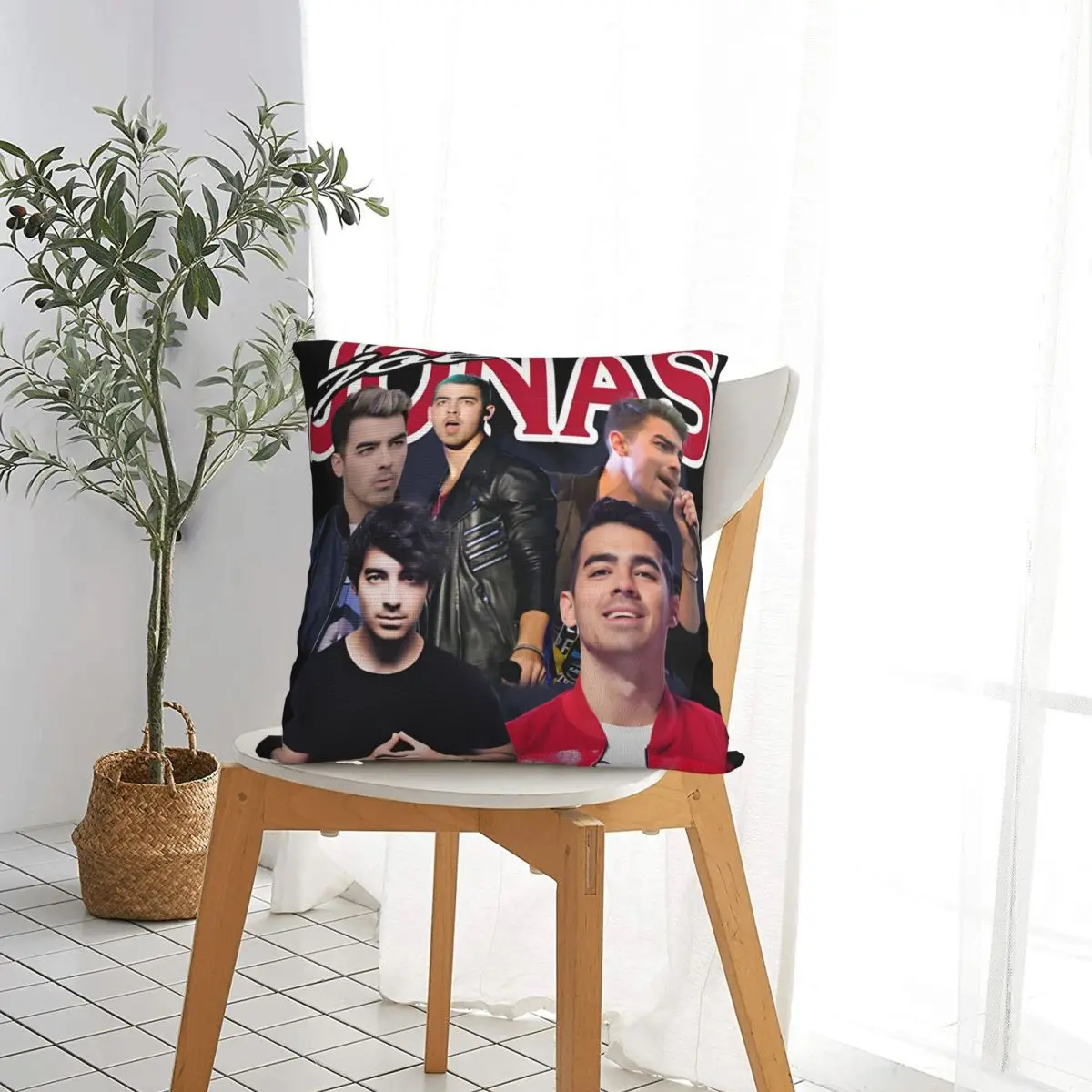 Jonas Brothers Retro Collage Square Pillow Case Cushion Cover Funny Decorative Pillowcase for Living Room 40x40cm