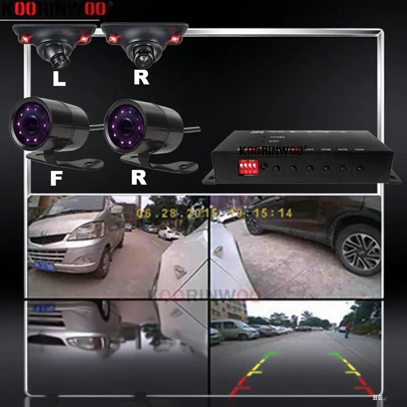 

4-канальный черный ящик для парковки Android Радио автомобиля Электронные аксессуары Парктроник Реверсивные камеры переднего бокового вида Автомобили
