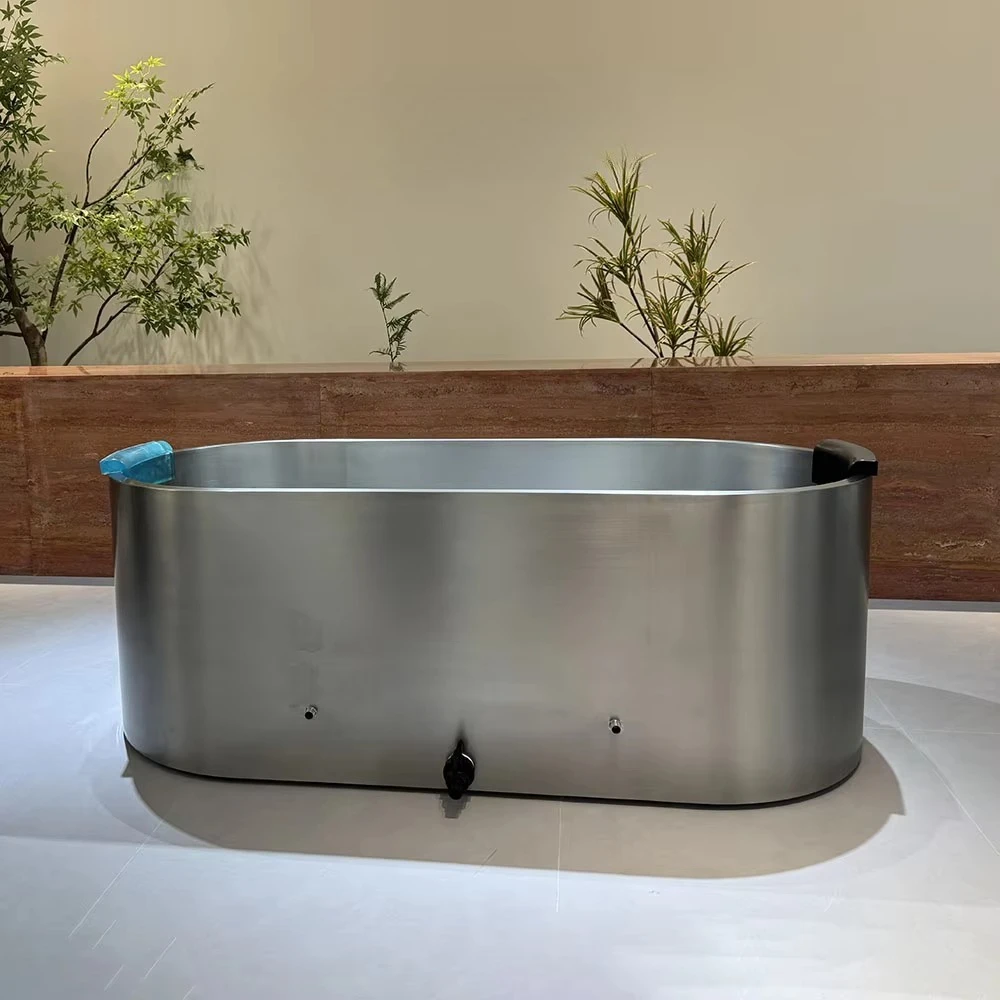 

Modern 304 Full Stainless Steel Cold Plunge Oval Ice Water Bath Tub for Athletes Recovery