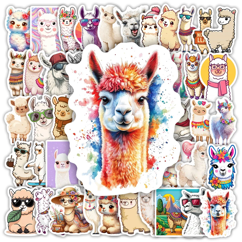 Fun Lama Stickers DIY Waterproof Vinyl Alpaca Decals for Scrapbook Junk Journal Decoration Laptop Phone Bottles Gift Toys