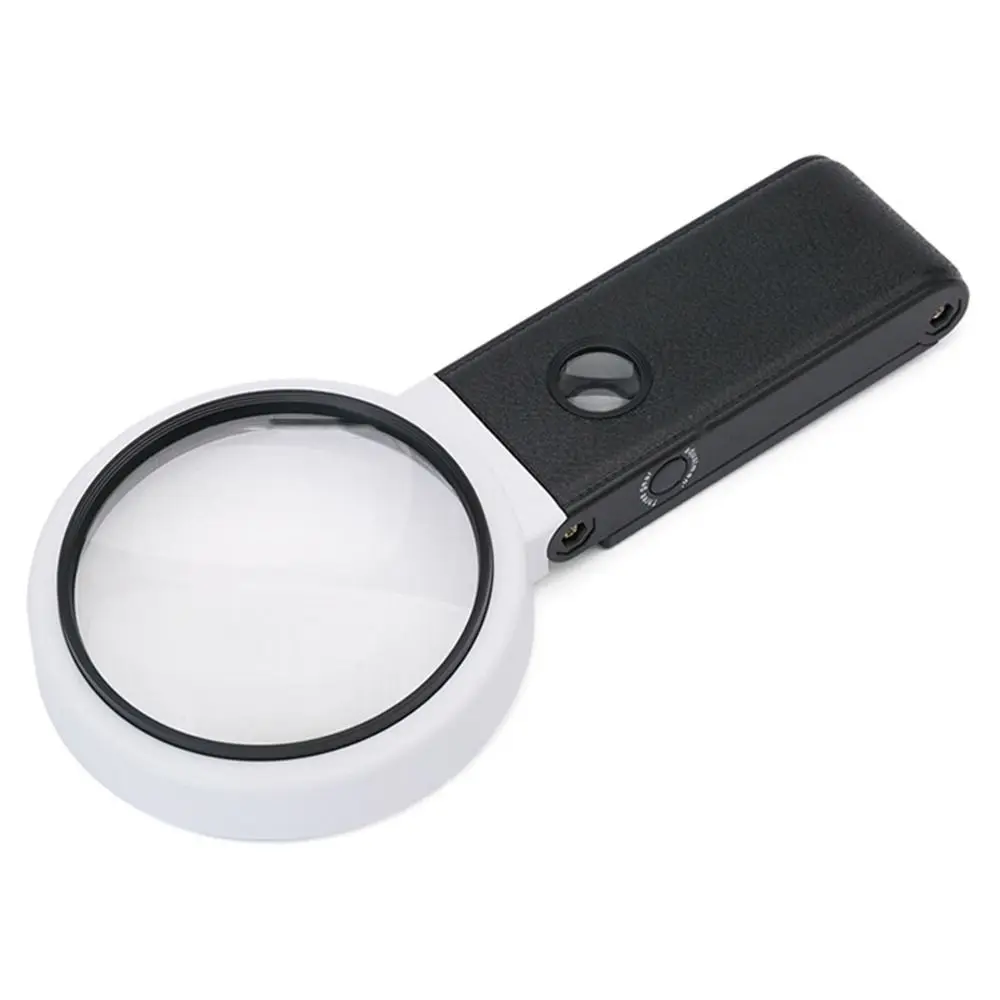 

Folding Design Magnifying Glass with Light Stand Handheld Powered by Battery or USB LED Illuminated Magnifier 2UV+6LED Light
