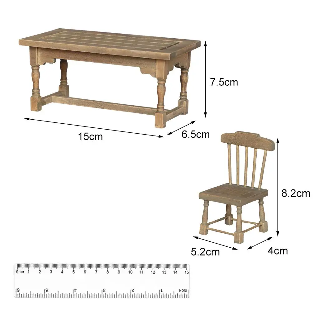 5개입 나무 1/12 인형의 집 식탁 의자 가구 모델 DIY 취미 장난감