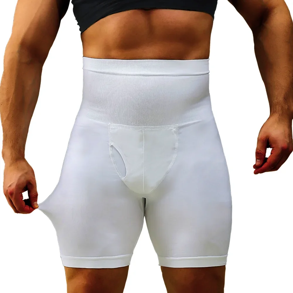 男性おなかコントロールショーツボディシェイパー圧縮ハイウエストトレーナー腹おなかコントロール痩身シェイプウェアボクサー下着 Fajas