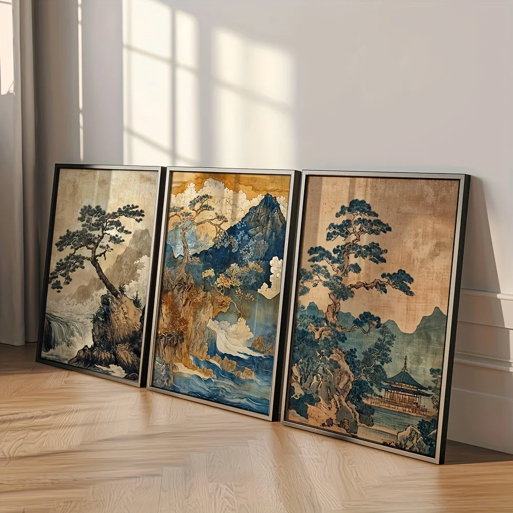 3pcs/set Japanese Travel Landscape Canvas Prints Poster Vibrant Retro Aesthetics Art Prints Bedroom Home Decor Art Poster