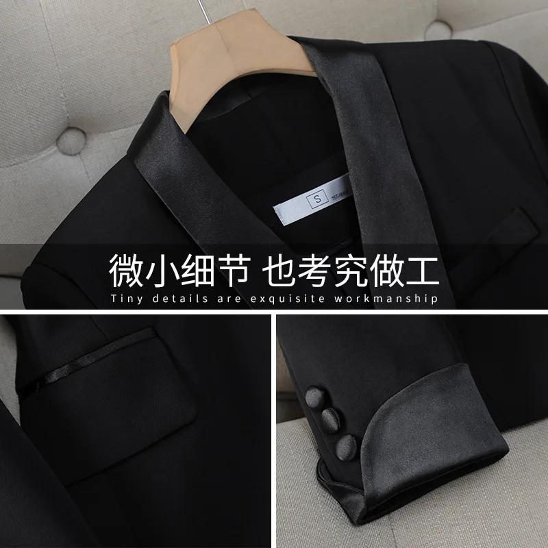 4XL Stock Autumn Winter Suit Coats Two Piece Set Women Blazer Skinny Pants Long Trousers Office Lady