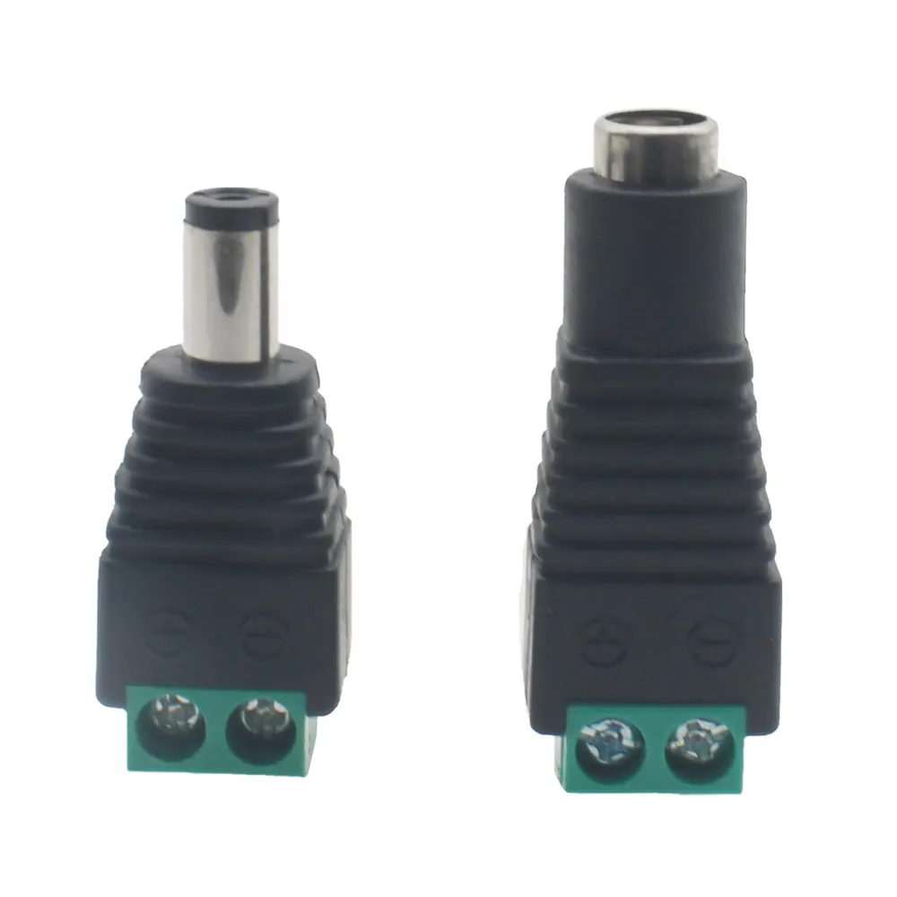 DC Power Connector 5.5mm x 2.1mm 12V 24V Power Jack Socket for Led Strip CCTV Security Camera Cable Wire Ends Plug Adapter