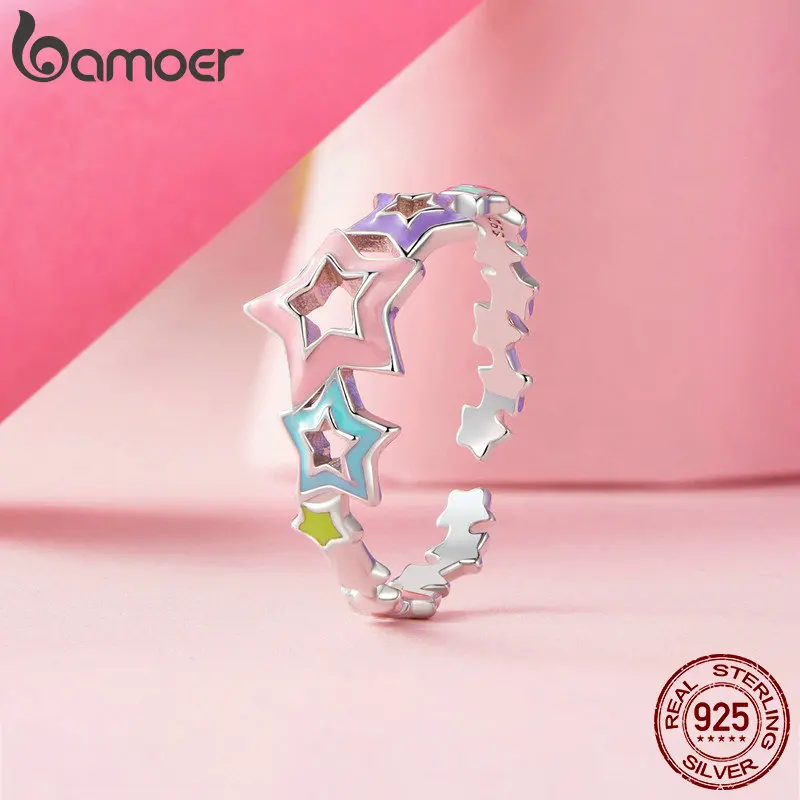 BAMOER Pendientes de aro con forma de corazón arcoíris chapados en oro blanco, joyería de caramelo delicada y bonita de Plata de Ley 925 para mujeres y niñas