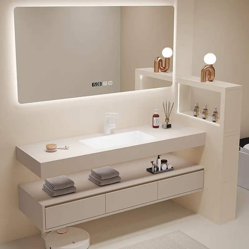 

Slate integrated basin bathroom cabinet combination, solid wood bathroom washbasin, sink washbasin