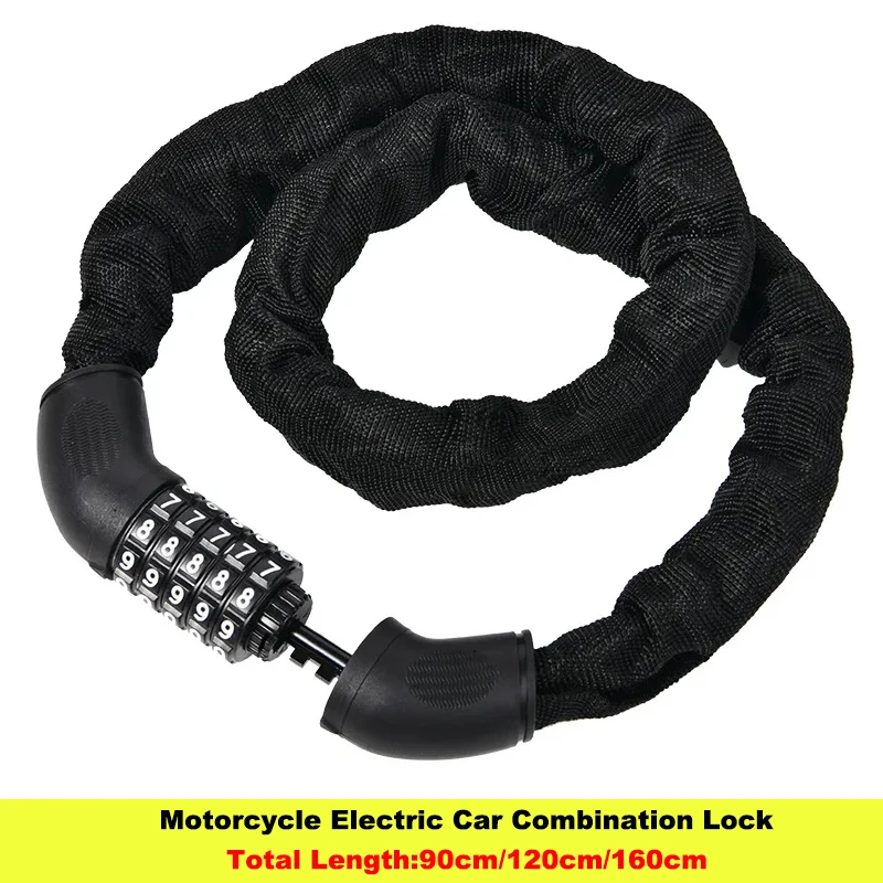 

Motorcycle Electric Car Bicycle Digit Combination Lock Portable High Security Anti-theft Thick Chain Lock for Door/ Bike Locks