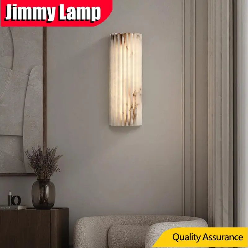 مصباح حائط رخامي فاخر كلاسيكي جديد إبداعي لتركيبات إضاءة غرفة المعيشة وغرفة النوم #1