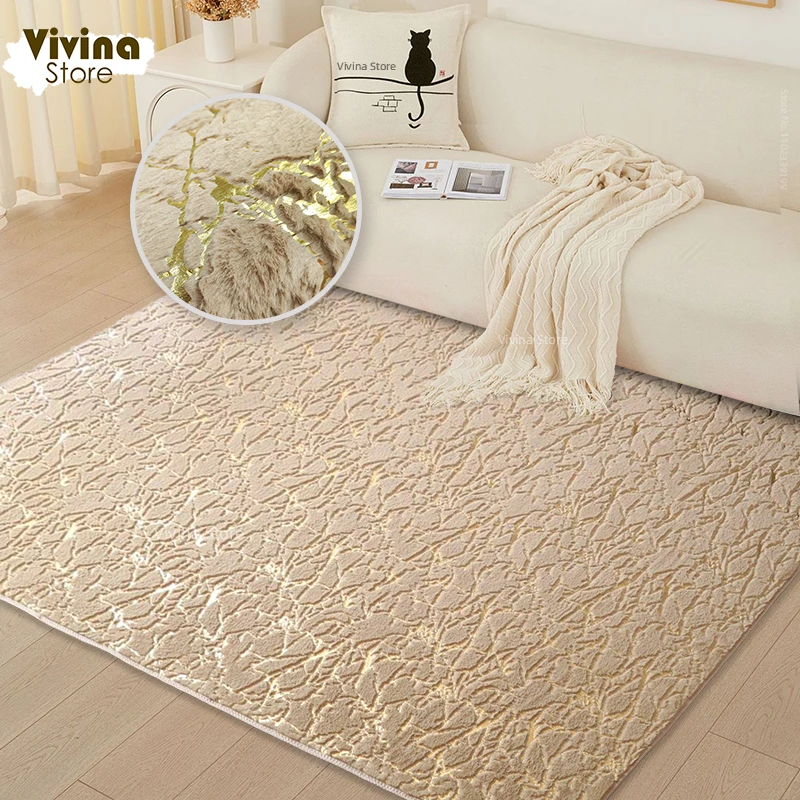 

Gold Marble Rugs For The Room Artificial Rabbit Fur Rug Living Room Decor Soft Shaggy Children's Room Carpet Cozy Home Mat