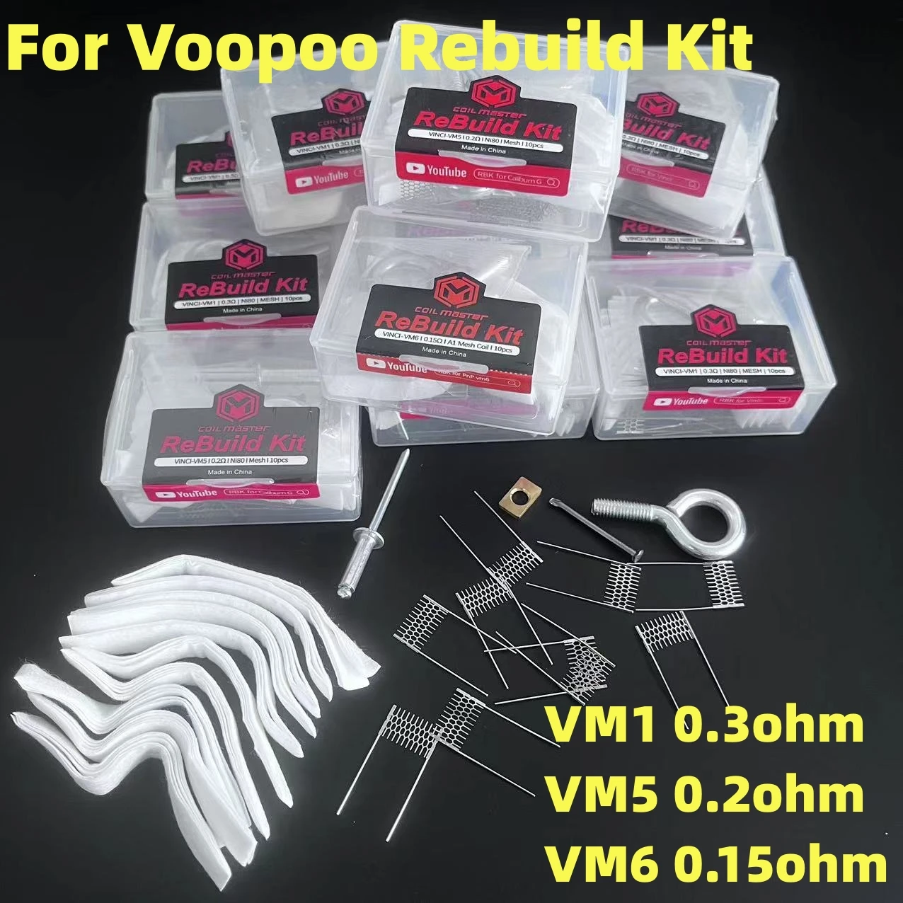 

DIY Rebuild Kit For PNP Rebuild Kit VM1 VM5 VM6 Drag X S Argus VINCI GT Air Rebuildable Mesh Coil Kit With Cotton Hand Tools