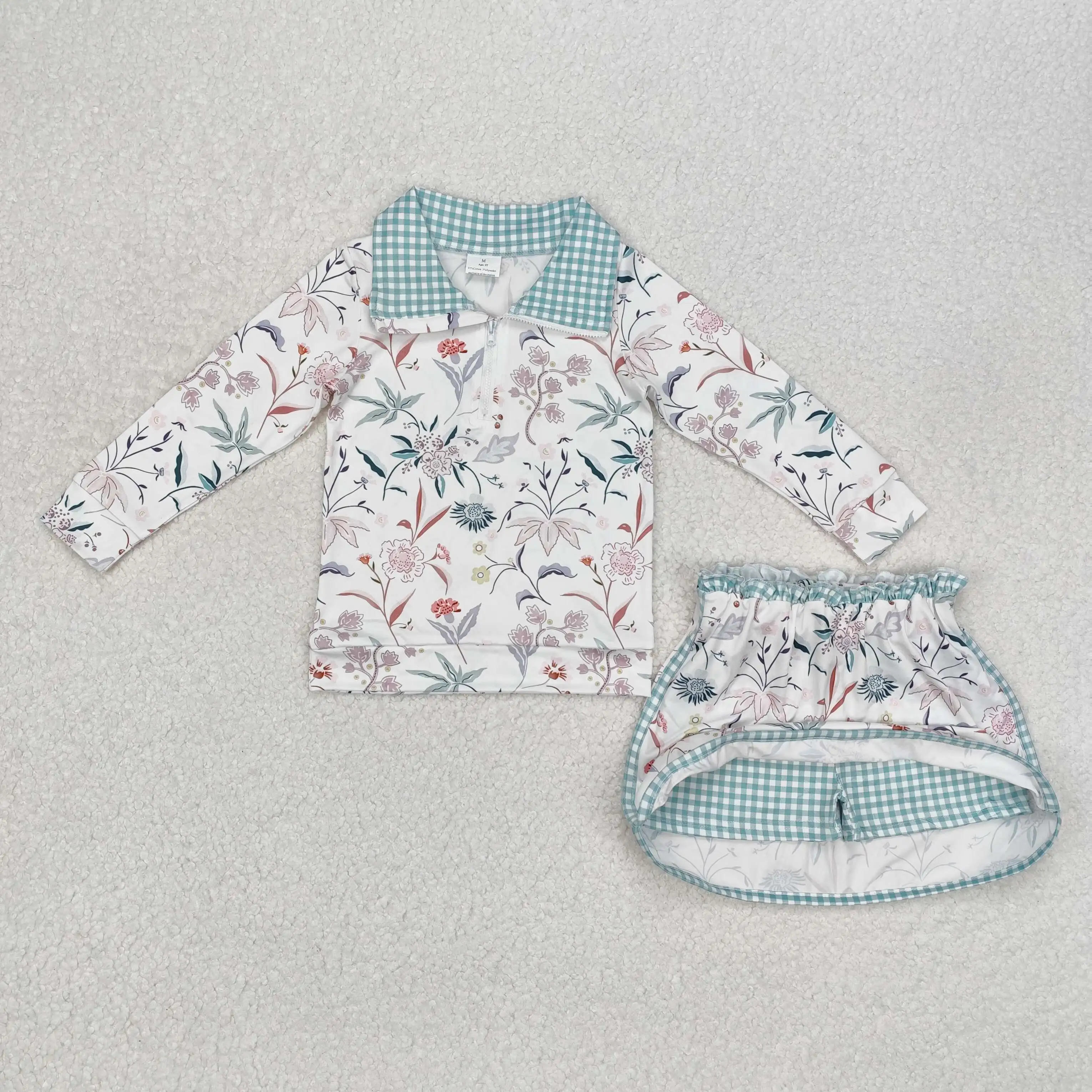 

Baby Girls Flowers Pullovers Top Skort Clothes Sets