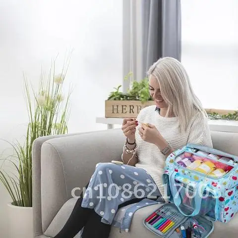 

Blue Color 4 Styles Knitting Tote Bag Yarn Storage Bag for Thread Wool Yarn Crochet Hooks, Knitting Needle and Sewing Accessori