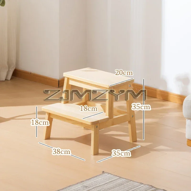 Small Solid Wood Ladder Chair Household 2 Step Ladder Dual-use Ladder Stool Indoor Climbing Pedal Stair Multi-function