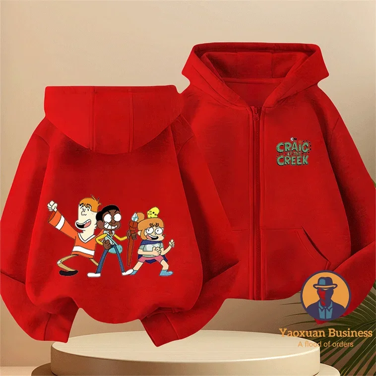 الحديثة كريج تاكر الفتيات الأطفال زمم هوديي لطيف الكرتون طباعة يندبروف الدافئة الخريف الشتاء جديد #3