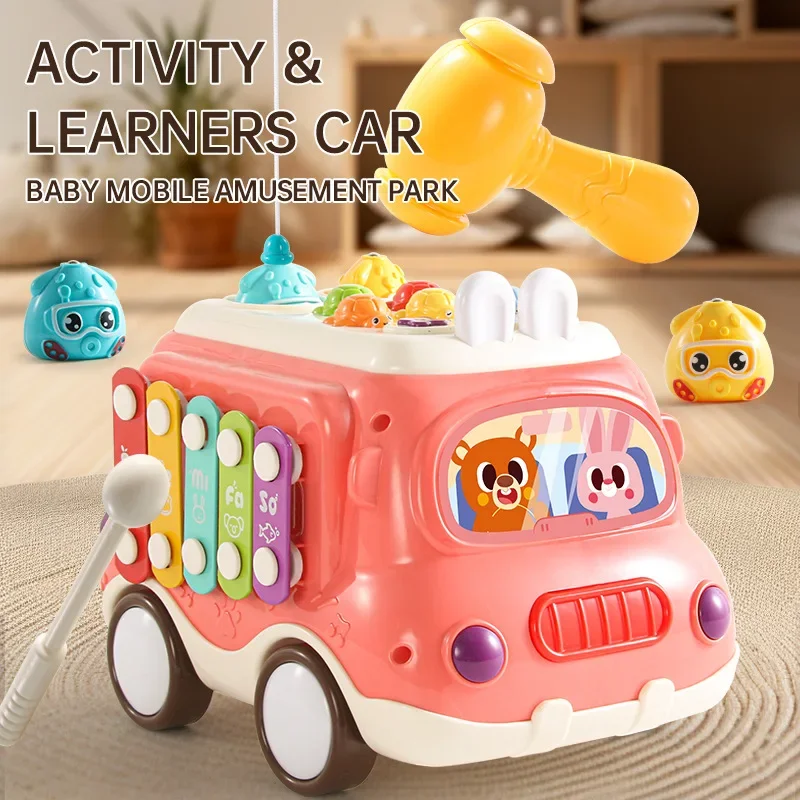 Playing the piano, fishing, whack-a-mole colorful car children's toys for infants and toddlers