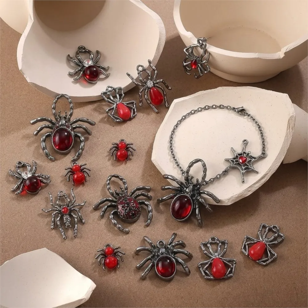 5pcs Dark Gothic Retro Black Spider Pendant Y2K Chams for DIY Personalized Necklace Earrings Keychain Jewelry Accessory Handmade