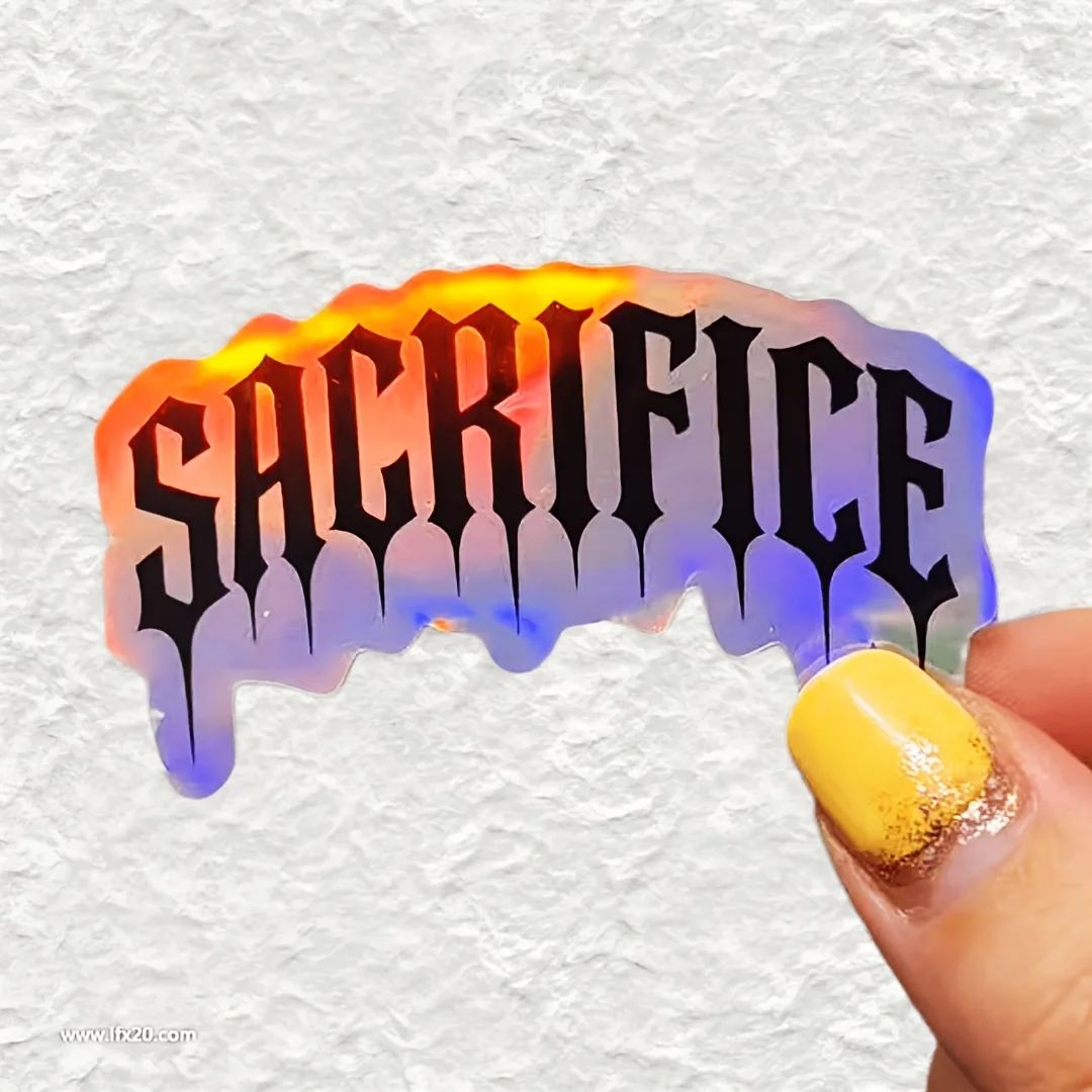 1-3PCS SACRIFICE Gothic Spike Font Sticker Dark Metal Rock Vinyl Decal Waterproof Car Window Laptop Truck Bottle Decor