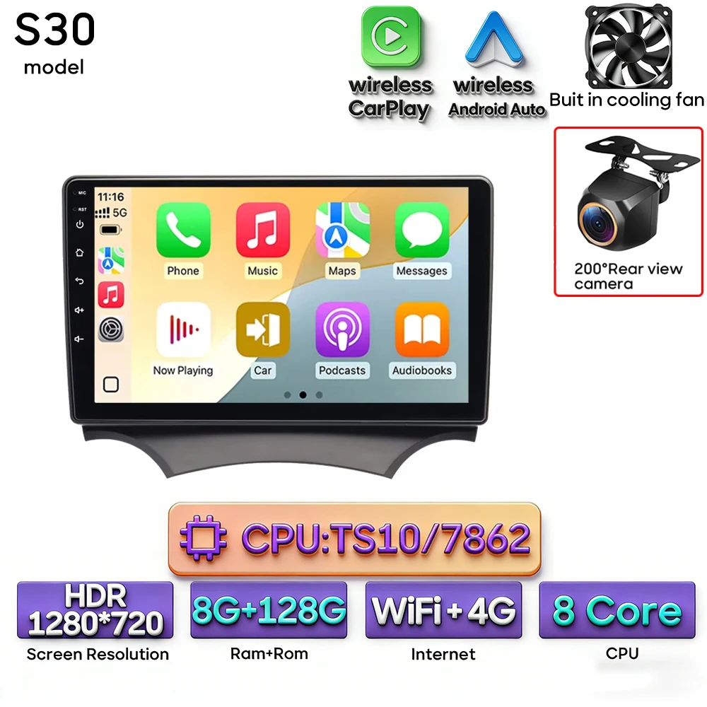 Android 16 voor Ford KA K2 2008 - 2014 Audioscherm Autoradio Videomultimediaspeler Carplay + Android Auto Navigatie GPS 2din