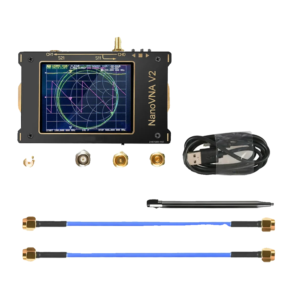 NanoVNA-V2 vector network analyzer 3.2 inch 50k-3G antenna, sub-debugging UV segment duplexer