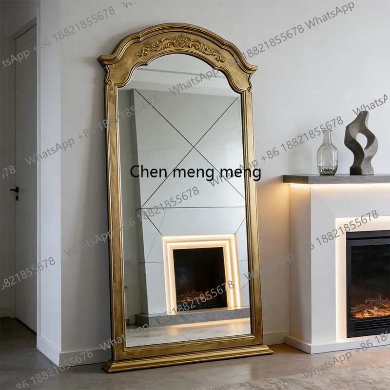 z183 French palace extension style golden floor mirror cloakroom large size full-body mirror full-length mirror