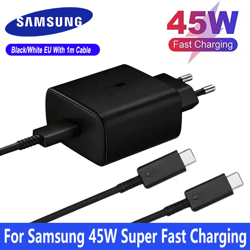 SAMSUNG Original 45W Super Fast Charger PD EU Plug Adapter For Galaxy S26 S25 Edge S24 Ultra S23 S22 M55s Tab S10+ A11+ A56 A57