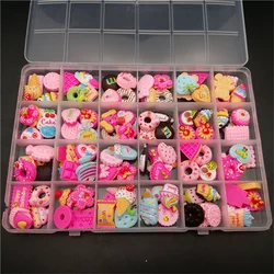 One Box Mixed Random Shape Kawaii Resin Nail Art Charms 3D Colorful Dessert Flower Animals Design Nail Rhinestones Decorations