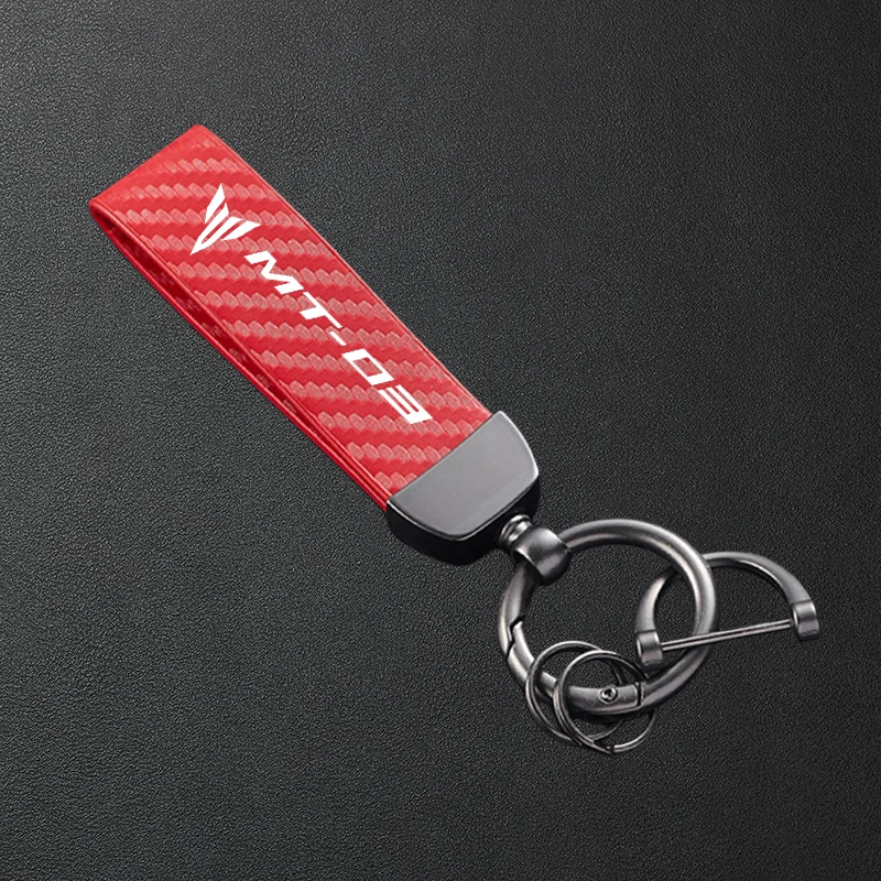 For YAMAHA MT03 MT-03 YZF-R3 MT 03 YZF R3 Accessories High-Grade Carbon Fiber Patterned Motorcycle Keychain Metal Keyring