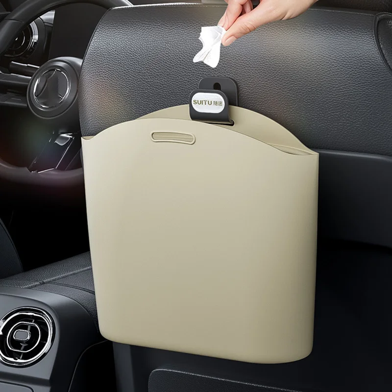 Silicone Car Trash Can Hanging Waste Bin for Vehicle Storage and Garbage Collection Space Saving Organizers Foldable Waste Bin