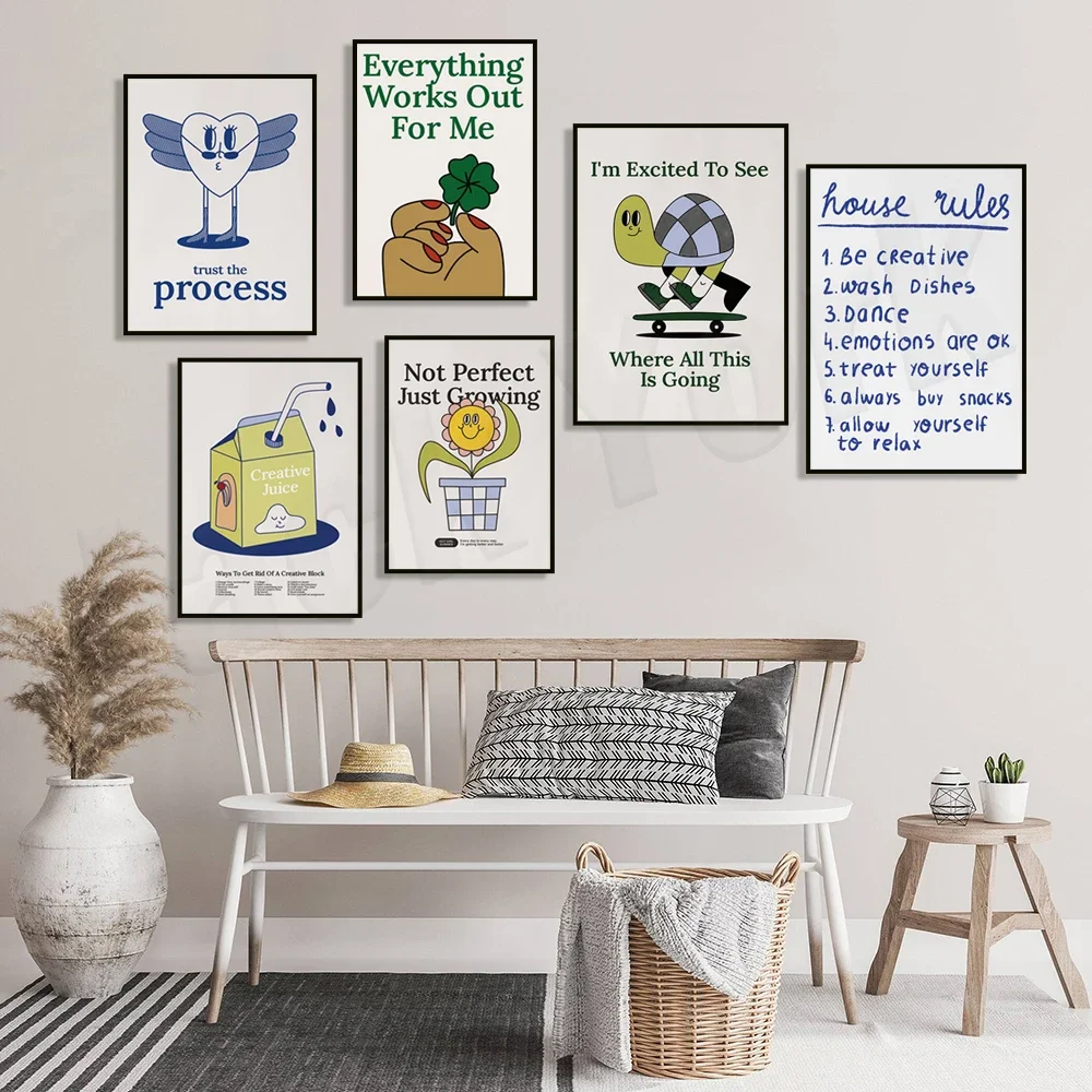 Vintage Quote Poster, Rules of the Red House Fashion Quote Poster, Dog Balloon, Groovy Poster, Vintage Poster Aesthetic Art