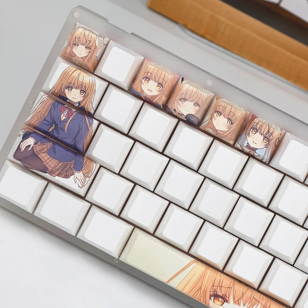 Shiina Mahiru Keycaps Cherry Profile 12pcs PBT Dye-Sub Mechanical Keycaps Madlion Wooting DIY Creative Anime Girl Keycaps