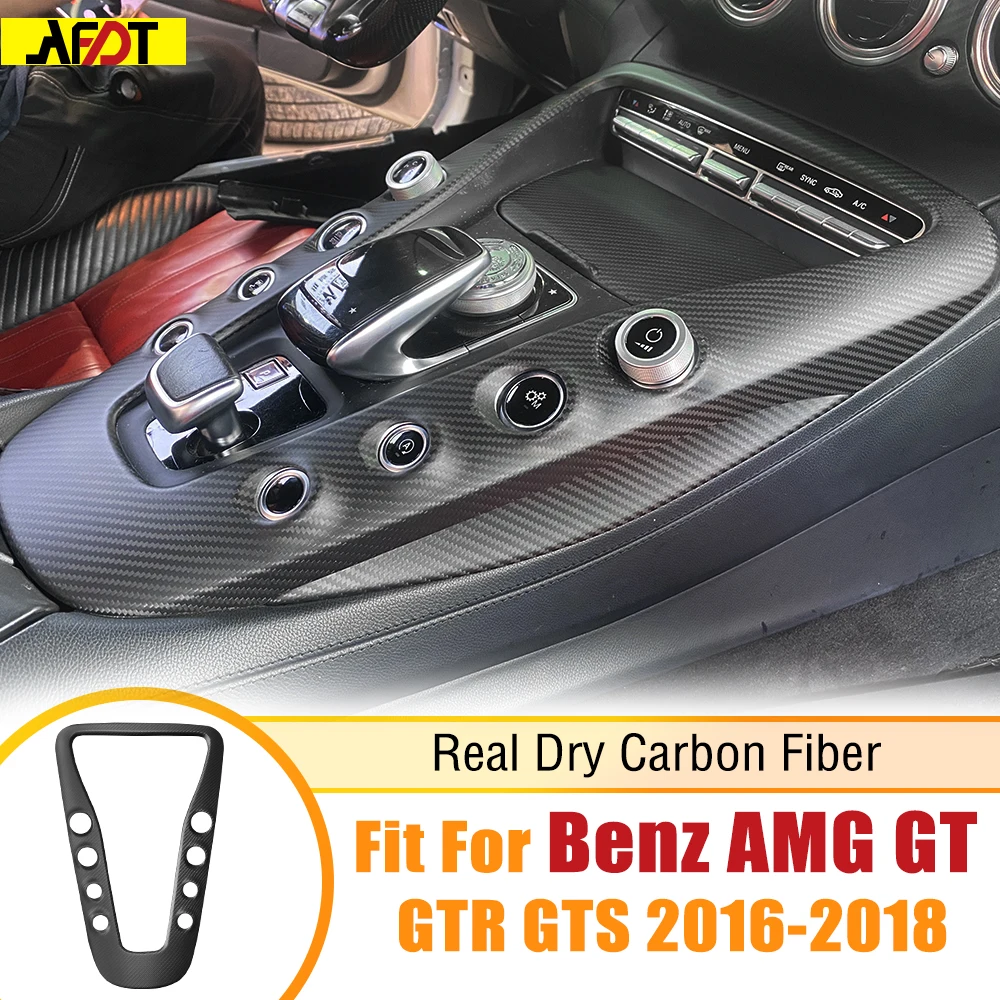 AFDT-Console Centrale Intérieure en Fibre de Carbone, Panneau de Changement de Vitesse, Garniture, Accessoires pour Benz Jas IGHTGTR GTS 2016-2018 256 C190 R190