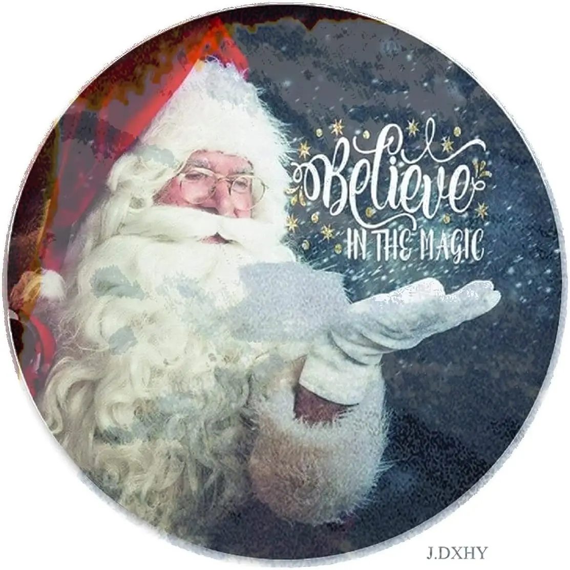 Tin Poster Metal Sign Believe In The Magic Santa Claus Wreath For Christmas Wreaths Round Wreath Attachment Round Wreath Wall De