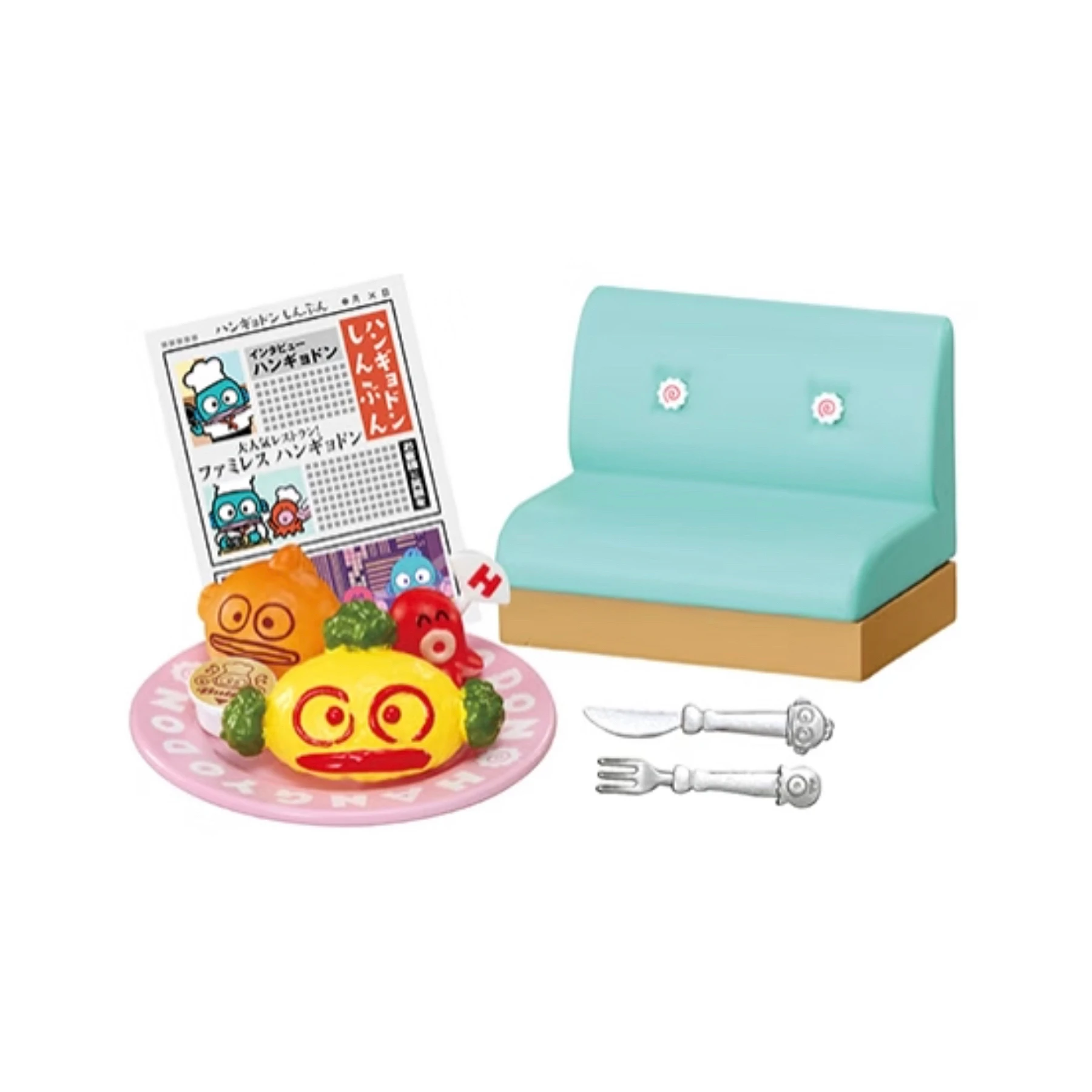 Re-ment poisson laid Hanton famille Restaurant ensemble complet Figure jouet à la mode bureau boîte aveugle ornement Miniature scène Collection