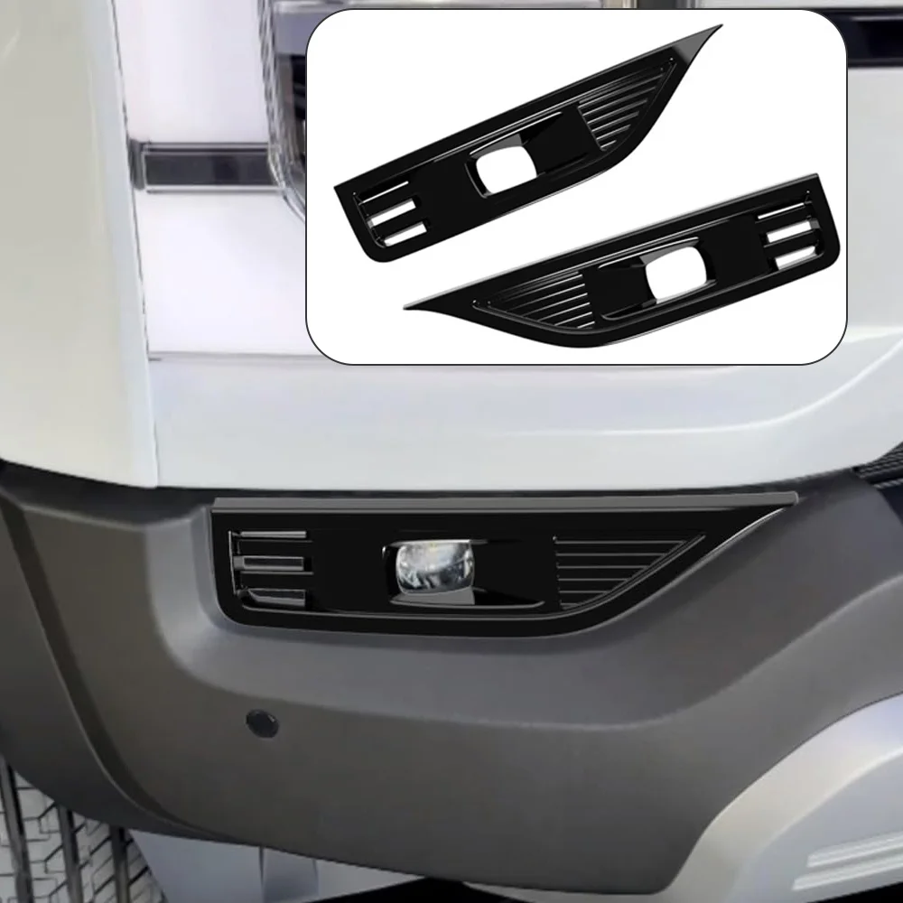 

For BYD Shark 6 2024 2025 2026 Pair Car Front Bumper Fog Light Lamp Grille Fog Lamp Bezel Cover Trim Glossy Black / Chrome