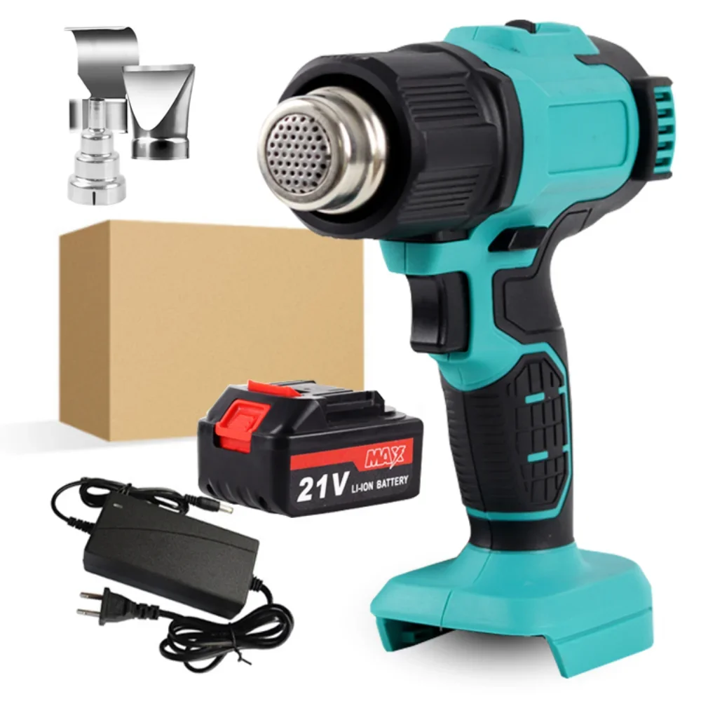 

Electric Heat Gun Rechargeable Cordless 300-550℃ Temperature Adjustable Handheld Hot Air Gun with Nozzles for Makita 18V Battery