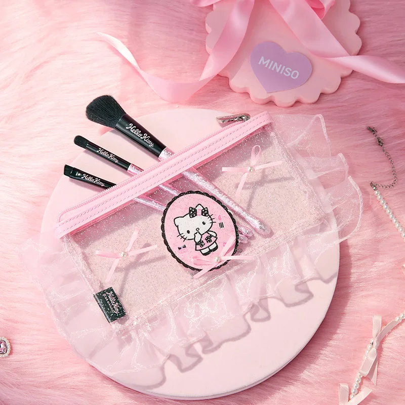 

Hello Kitty Glitter Party Series Cosmetic Bag - Sparkly Makeup Organizer, Cute Travel Toiletry Pouch with Zipper Pink Gift